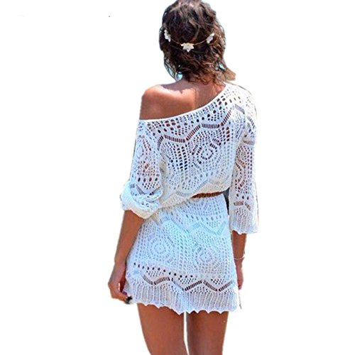 Preisvergleich Produktbild Frauen-Art- und Weisespitze-Badebekleidungs-Ineinander greifen strickte Häkelarbeit-Abdeckungs-Strand-Kleid CB003