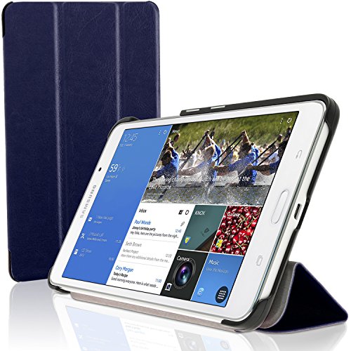 igadgitz Blau PU Ledertasche Hülle Smart Cover für Samsung Galaxy Tab 4 7.0" SM-T230 mit Multi Winkelbetrachtung Stand + Displayschutzfolie