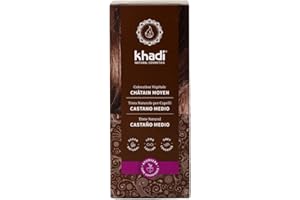 khadi CASTANO MEDIO Tinte vegetal para el cabello - tinte para un color castaño canela vivo y cálido hasta un castaño medio intenso y profundo - 100% vegetal - 100 g
