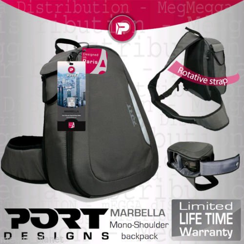 Port Designs Marbella ligero SLR/cámara réflex digital + de objetivos de easy-acceso giratorio de Compact mochila (, , Para uso con todas las marcas incluye: Canon, Panasonic, Nikon, Fujifilm, Sony, GE, Samsung y Olympus)