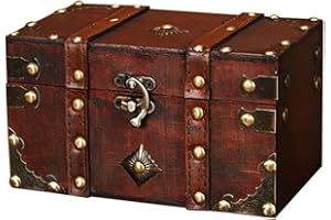 XEERUN Schatztruhe, Kleine Schatztruhe Holz, schatztruhe kindergeburtstag, Koffertruhe Holztruhe Schatzkiste Vintage,Geschenk Truhe klein Holztruhe