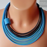 Textil Kette, Farben: türkis, blau, silber