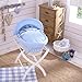 Izziwotnot Blue Gift Moses Basket (White Wicker)