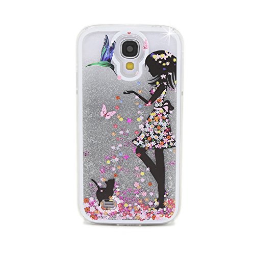 Für Samsung Galaxy S4 Hülle,Für Samsung Galaxy S4 Flüssigkeit Handyhülle,Funyye Luxus Luxuriös [Bunten Muster] Liebe Herzen Star Fließt Treibsand Durchsichtige Handytasche Glänzend Glitzer Diamond Diamant Fließen Flüssig Flüssigkeit Handyhülle Handy Hülle Case Tasche Crystal Case Durchsichtig Schutzhülle Etui Bumper Für Samsung Galaxy S4 + 1 x Frei Displayschutzfolie – Silber Glitter,Rock Mädchen - 2