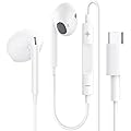 Écouteurs Filaires USB-C pour iPhone 17/16/15 Écouteurs Intra-Auriculaires Hi-FI Stéréo Typ-C avec Microphone et Contrôle du Volume pour Apple 17/16/15, Samsung S24/S23, iPad - Blancs