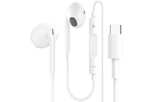 KYXOOVEX Écouteurs Filaires USB-C pour iPhone 17/16/15 Écouteurs Intra-Auriculaires Hi-FI Stéréo Typ-C avec Microphone et Contrôle du Volume pour Apple 17/16/15, Samsung S24/S23, iPad - Blancs