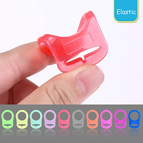 NUOLUX 10 Stück Baby Silikonring Adapter für Schnullerketten - 4