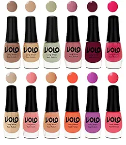 Volo Color Rich Toxic Free Perfection Shine Nail Polish Set of 12 (Dark Nude, Nude, Mischievous Mint, Nudes Spring, Passion Pink, Wine, Candy Cotton, Dark Nude, Nude, Bright Plum, Coral, Light Pink)
