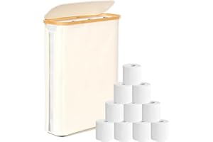 GARPROVM Extra Large 52L Toilet Roll Storage, Bathroom Storage Box Holder Stand with Lid for 24-32 Rolls, Multifunctional Toilet Paper Basket with Handle