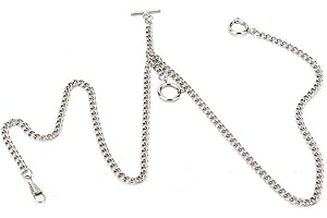 WOSUME Pocket Chain Watch Chain Pocket Watch Chain Silver Chain Circular Watch,Retro Vintage Metal Pocket Watch Chain Link Classic Antique Gift 44cm