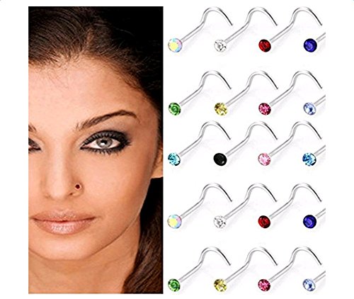 Hosaire 30 pcs Nasen-piercing Edelstahl Damen Farbe Nasenringe Nasenstecker Nasenpiercing