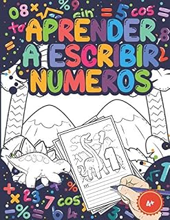 Aprender A Escribir Números: Libro Infantiles Para La Escuela Primaria Con Dinosaurios, Preescritura 1, Primeros Ejercicios De Escritura,Educación ... Cuaderno De Actividades Infantiles - 4 Años