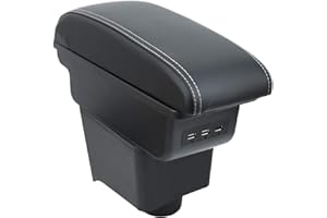 OYHCM Bracciolo Centrale per VW POLO Mk5 6R Vento 2002-2009, Doppio Scomparto, Pelle Nera, Facile da Installare, Accessorio Auto Personalizzato