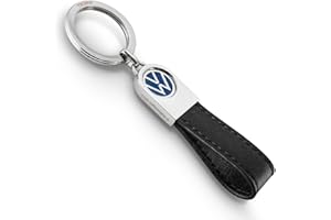 Troika Brelok z logo VW, skórzana szlufka - VW LEATHER - skóra, metal - czarny, niebieski, srebrny, oryginalny, czarny, poręczny, Czarny, handy