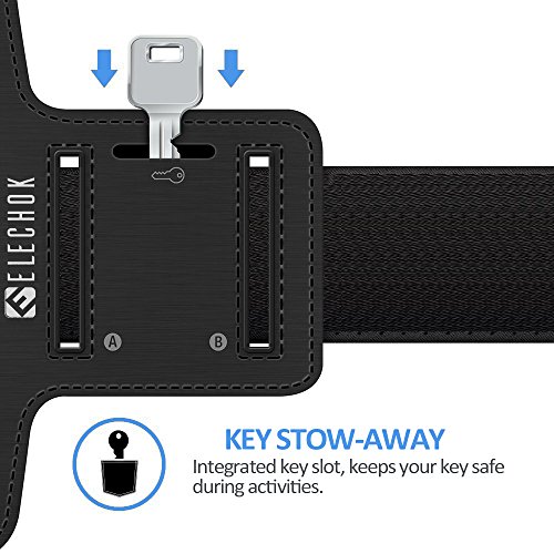 ELECHOK SchweiÃŸfest Sport Armband Fitness Universell HandyhÃ¼lle iPhone-ID Touch-Mit SchlÃ¼sselhalter,Kabelfach,Kartenhalter,fÃ¼r iPhone 8/7/6/6S/5/SE,Galaxy S7/S6 edge Laufen Joggen bis 5.1 Zoll-Schwarz