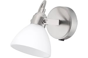 Happy Homewares Contemporary and Chic Satin Nickel Wall Spot Light with White Glass Shade | G9 33w Maximum | Rocker Switch