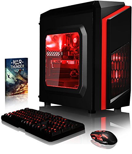 VIBOX Pyro RSR760-149 Gaming PC - 3,7GHz AMD Ryzen 8-Core CPU, RX 460 GPU, leistungsfähig, Desktop Gamer Computer mit Spielgutschein, Rot Innenbeleuchtung, lebenslange Garantie* (3,0GHz (3,7GHz Turbo) AMD Ryzen 7-1700 Octa 8-Core Prozessor CPU, MSI AMD Radeon RX 460 2GB Grafikkarte, 8GB DDR4 2133MHz RAM, 1TB (1000GB) Seagate SSHD Solid State Hybrid SSD-Festplatte, Arctic Freezer 13 Air CPU Kühler, 400W 85+ Netzteil, CIT Storm Rot Gaming Geh§use, AM4 A320 Mainboard, Ohne Windows Betriebssystem)
