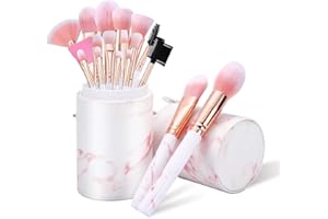 Pennelli Make Up START MAKERS 16 Pezzi Set Pennelli per Trucco Premium Synthetic Pennello Make Up Professionale per Fondotinta, Blush con Pennelli Maschera Viso e Porta Pennello Trucco