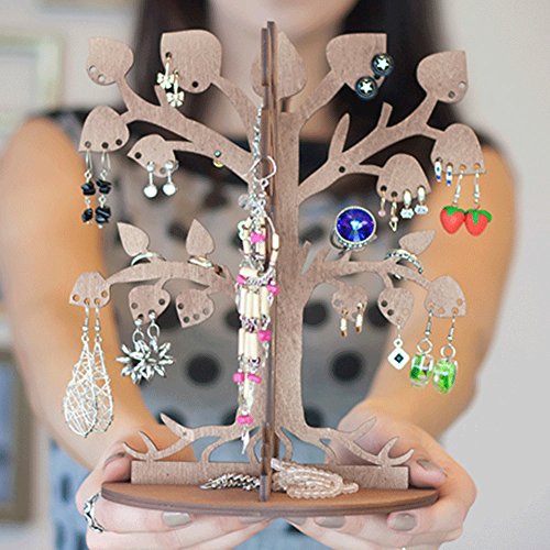 Schmuckbaum Aufbewahrung fur Ohrringe – Schmuck Stander auf Holz – Schmuckhalter fur Ketten – Schmuckstander in Baum form – Halter fur Kette – Ohrringständer fur Geschenke - 5