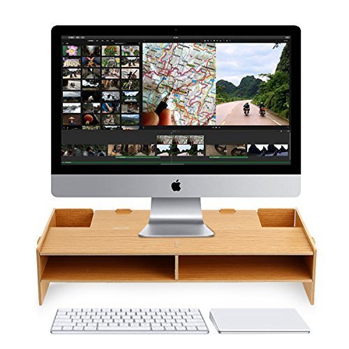 Desktop Monitor Stand Universal Desktop Monitor Ständer Wasserdichte und feuchtigkeitsbeständig Monitorständer für Desktop Schreibtisch – Monitor LCD TV Fernsehapparat Laptop Computer Schirm – Braun - 3