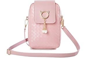 ANPTER Small Crossbody Phone Bag Mini Shoulder Handbag for Women Girls PU Leather Cellphone Crossover Pouch for Travel