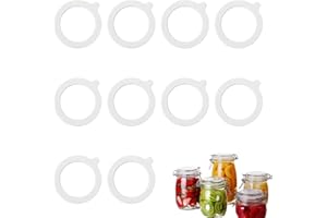 FUZLPNAG 10 Pezzi Guarnizioni di ricambio in silicone,Guarnizioni per Barattoli di Ricambio, Guarnizioni in gomma per barattoli di vetro, Guarnizioni Barattoli Ermetici Riutilizzabili(Bianco)