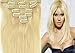 CLIP IN REMY REAL HUMAN HAIR EXTENSIONS 7PCS 18 Inch 70g color 60 platinum blonde / lightest blonde