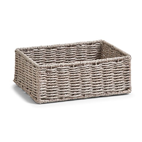 Zeller 18095 Aufbewahrungskörbchen, 2-er Set, Papiergeflecht, grau, 24 x 18 x 9 cm - 2