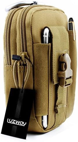 Hiking Waist Pack Tactical Bag Tactical MOLLE Pouch Compact 1000D Nylon Multi-Purpose Utility Gadget Tool Belt with Aluminum Carabiner for Outdoor Hiking Camping Cycling Fishing Daily Use (Colour Khaki)