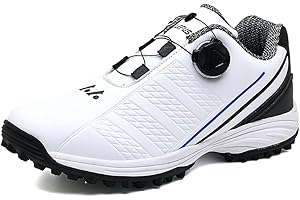 Adoff Chaussures de Golf Hommes Chaussures de Golf Hommes Cuir Chaussures de Golf Hommes antidérapant Design Confortable et Respirant avec Boucle pivotante
