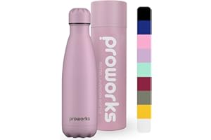 Proworks Botellas de Agua Deportiva de Acero Inoxidable | Cantimplora Termo con Doble Aislamiento para 12 Horas de Bebida Caliente y 24 horas de Bebida Fría - Libre de BPA - 750ml – Lavanda