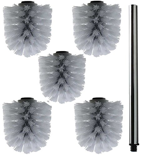 5x Ersatz Bürstenkopf weiß + Griff 26 cm / Austausch Toilettenbürste / Klobürste