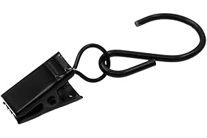 Coideal Metal Curtain Clips Hooks, 40 Pcs Multifunction Gutter Hanging Clips for Awning Xmas String Lights, Indoor Christmas Decoration (Black)