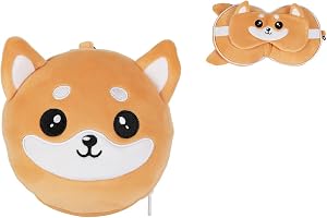 I-TOTAL ® - Kudde med sovmask, låsbar kudde med krok för resor (Shiba)