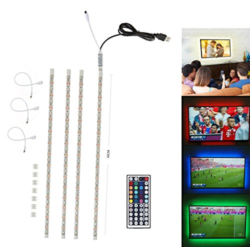 Aneo Flexibele LED Streifen USB Kabel DC 5V 4*50cm Lichtstreifen Lichtband RGB 5050 SMD Wasserdicht TV Hintergrund Stimmungsbeleuchtung Für TV Computer Desktop Laptop Tablet PC Auto Background