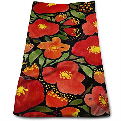 Watercolor Red Poppy Flower 100% Cotton, Fade Resistant, Highly Absorbent, Machine Washable, Hotel Quality, Soft Absorbent Towel
