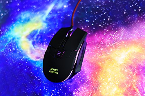 Mars Gaming MM116 - Rat  n Gaming para PC  3200 dpi  Sensor   ptico Profesional  iluminaci  n 7 Colores RGB Flow  6 Botones Gaming  ambidiestro  ergon  mico  Conector USB   Color Negro