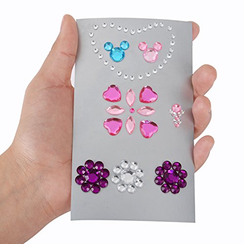 Shappy Selbstklebend Handwerk Schmuckstein Flatback Edelstein Kristall Strass Sticker Verzierungen, Verschiedene Größen, 5 Farben, 5 Blätter - 2