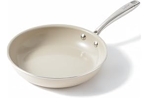 Redchef Patelnia 24 cm indukcyjna, powłoka nieprzywierająca, patelnia ceramiczna z uchwytem ze stali nierdzewnej, nie zawiera PTFE, nie zawiera PFOA