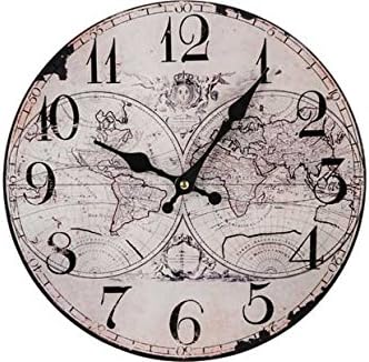 Heart of House Atlas Vintage World Map Glass Wall Clock.