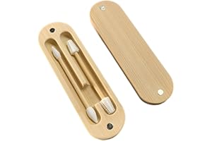 AEKZOX Set di 2 Cotton Fioc Riutilizzabili in Bambù e Silicone con Punta a Spirale per Trucco e Pulizia Orecchie con Custodia Magnetica da Viaggio