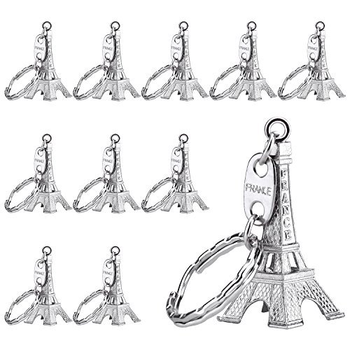Outus 15 Pièces Porte-Clés de la Tour Eiffel Rétro Porte-Clé Souvenir de France, Argent