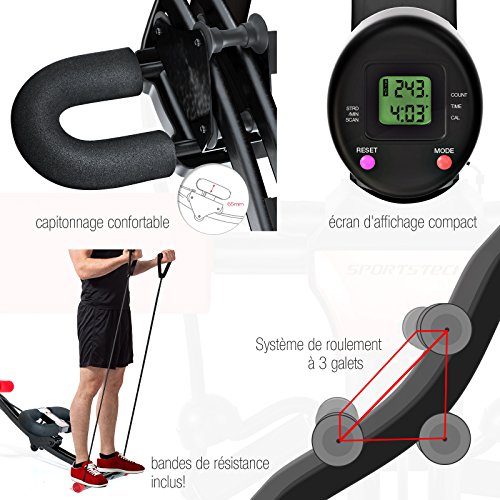 Sportstech Appareil d'entraînement pour gainage et abdominaux BT300, Muscles obliques Ceinture Abdominale Fitness Pliable Bandes de résistance Ordinateur écran Abdo Interne Externe