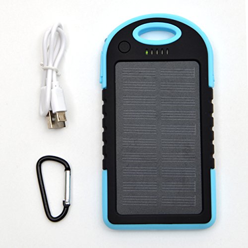 APOLLO 6000mAh Solar Powerbank Kopenhagen, das externe Outdoor Solar-Ladegerät mit dualem USB-Port, die ideale Backup-Batterie für Ihr Handy, Smartphone, iPhone, Lautsprecher, iPad, Tablet usw. Farbe: Blau