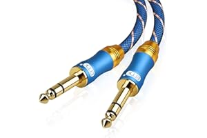 EMK Cavo per chitarra Cavi per strumenti audio da 6,35 mm 1/4" Cavo Jack 6,35 mm Bilanciere TRS Jack 6,3 Cavi per chitarra per basso elettrico, Amplificatore, DJ Mixer, tastiera (1,5 m)