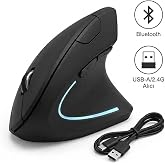 CR74 Ergonomik Dikey Şarjlı &Ccedil;ift Modlu Mouse (Bluetooth 5.0 + 2.4GHz USB Alıcı, 800-1600 DPI)