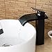 Produktbild Toilette Hahn schwarze Garderobe Waschbecken Mischbatterie Waschtischmischer Messing Glas Wasserfall Warmes und kaltes Wasser Waschbecken Schiff Waschbecken FaucetBathroom Waschbecken Armaturen weit verbreitete Tippen