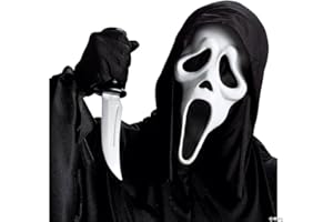 Azhong toys Gruseliges Geistergesicht Scream Maske mit Spielzeugmesser Scream Cosplay Kostüm Halloween Karneval Accessoire