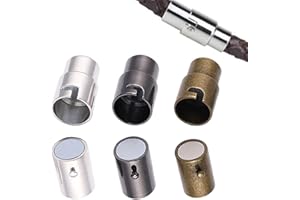 MOAMUN 30 PCS Cord End Caps for Jewelry Making Magnetic Clasps for Jewelry Magnetic Clasps for Leather Rope Necklace Bracelet Buckle Jewelry Making Supplies for Leather Bracelet 3 Colors (6 MM)