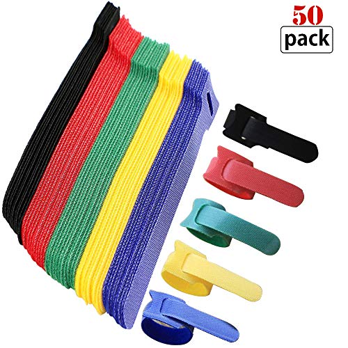 ZYTC Sujetacables Reutilizable Cable Tie Correas Multiuso Tie Wraps de sujeción utilizadas para Auriculares Teléfonos Electrónica PC de Cable Tidy Management-5 Color